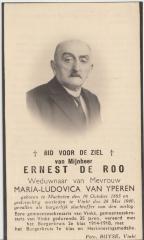 Bidprentje oorlogsslachtoffers Ernest De Roo