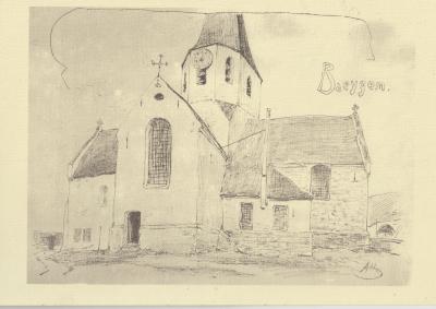 Tekening van de Baaigemse Sint-Bavokerk