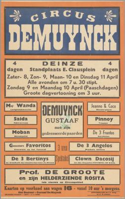 Affiche circus Demuynck in Deinze