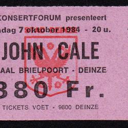 Ticket voor het concert van John Cale in de Brielpoort