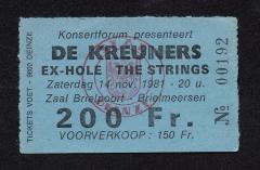 Ticket voor een concert van De Kreuners in de Brielpoort