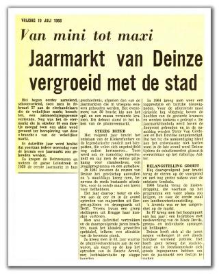 krantenartikel over de jaarmarkt van 1968