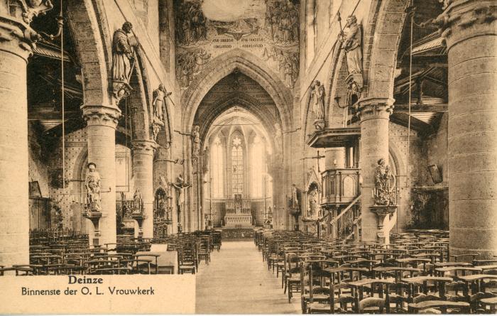 Het interieur van de Deinse Onze-Lieve-Vrouwkerk in 1906