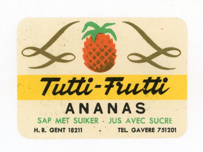 Etiketten van het vruchtensap Tutti-Frutti