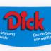 Etiketten van de gebottelde producten van de firma Dick