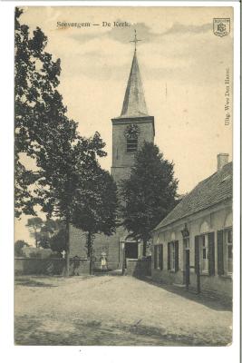 De Zevergemse kerk en het 'Blauw huis'