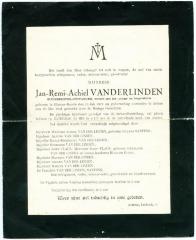 Rouwbrief en doodsprentje van Jan-Remi-Achiel Vanderlinden