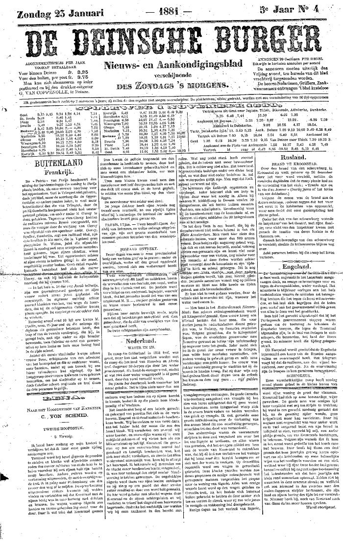 De Deinsche Burger: zondag 23 januari 1881