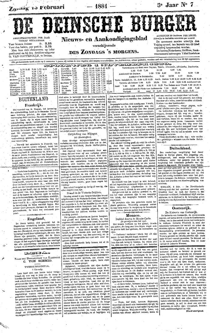 De Deinsche Burger: zondag 13 februari 1881