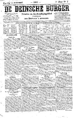 De Deinsche Burger: zondag 13 februari 1881