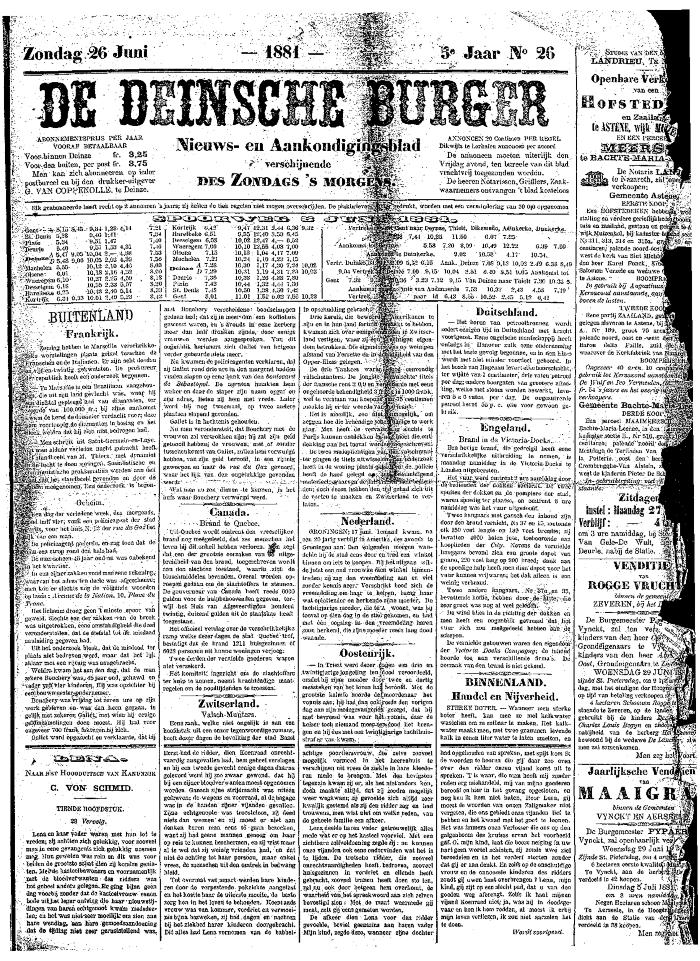 De Deinsche Burger: zondag 26 juni 1881