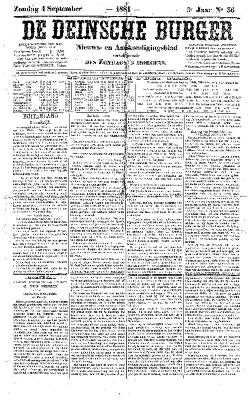 De Deinsche Burger: zondag 4 september 1881