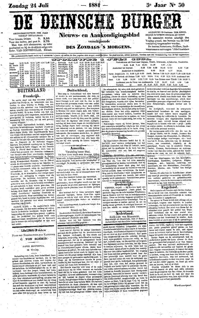 De Deinsche Burger: Zondag 24 juli 1881