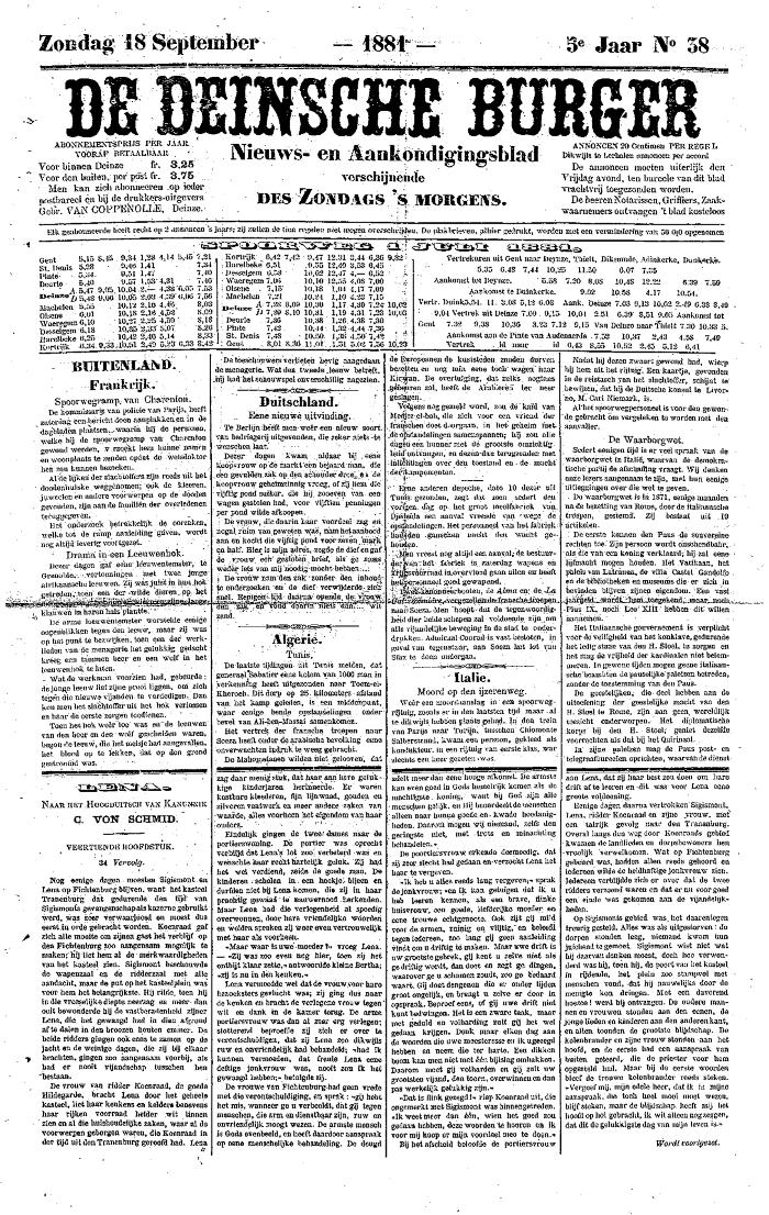 De Deinsche Burger: zondag 18 september 1881