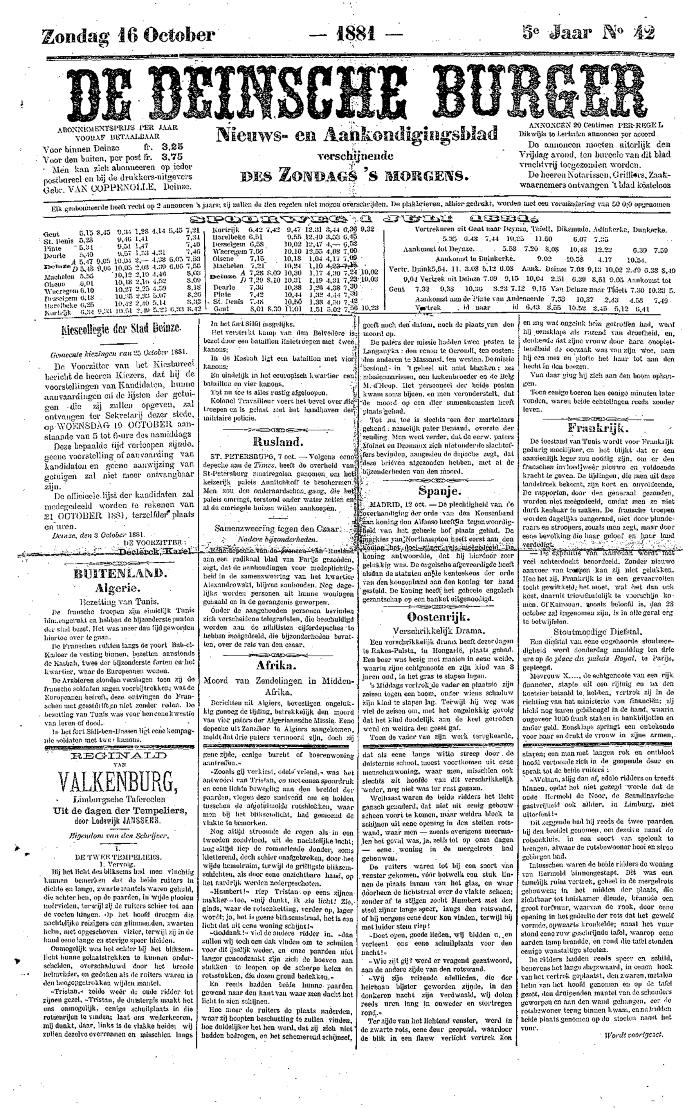 De Deinsche Burger: zondag 16 oktober 1881