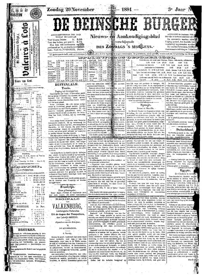De Deinsche Burger: Zondag 20 november 1881