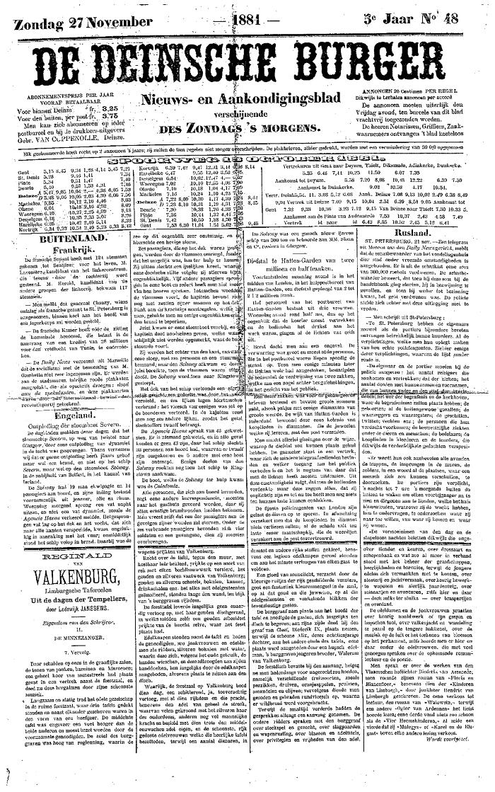 De Deinsche Burger: zondag 27 november 1881