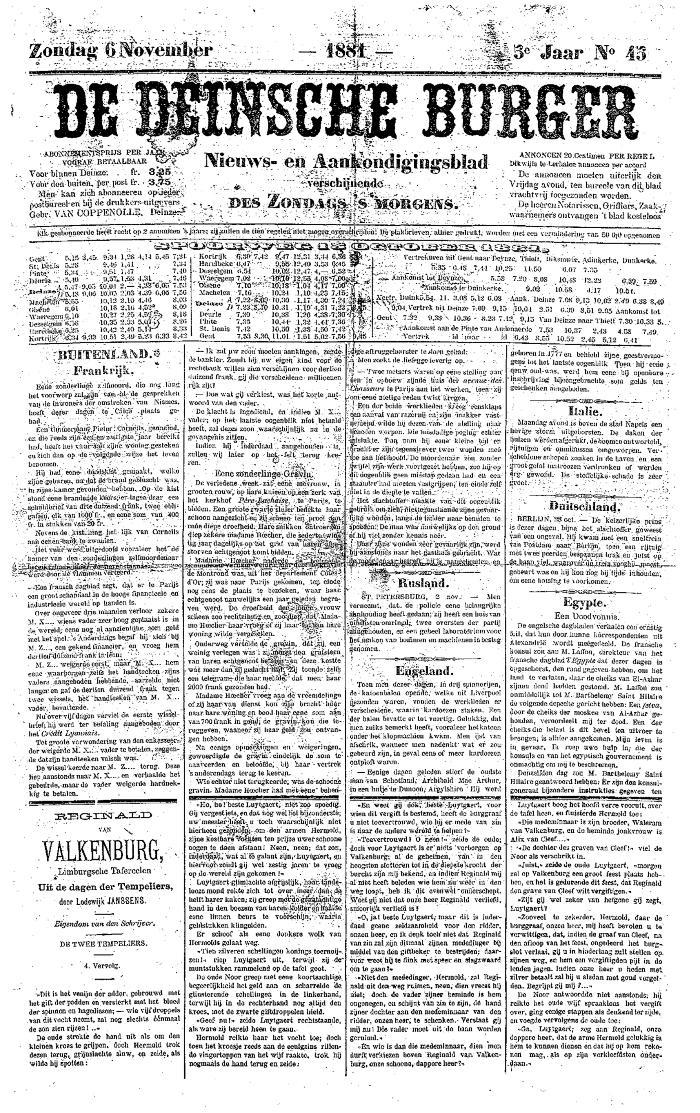 De Deinsche Burger: Zondag 6 november 1881