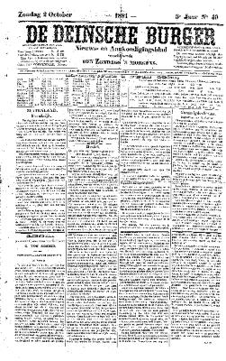De Deinsche Burger: zondag 2 oktober 1881