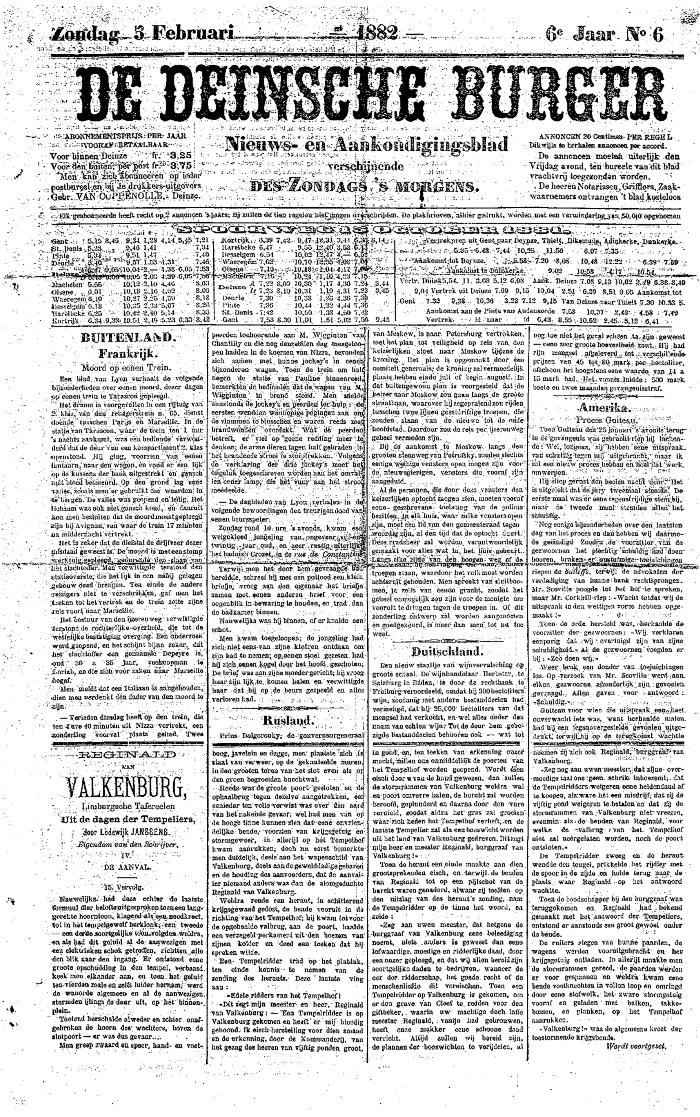 De Deinsche Burger: Zondag 5 februari 1882