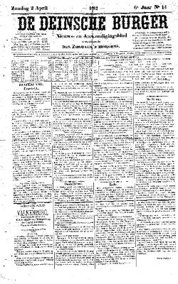 De Deinsche Burger: Zondag 2 april 1882