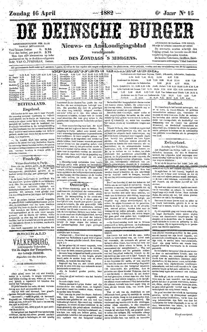 De Deinsche Burger: Zondag 16 april 1882