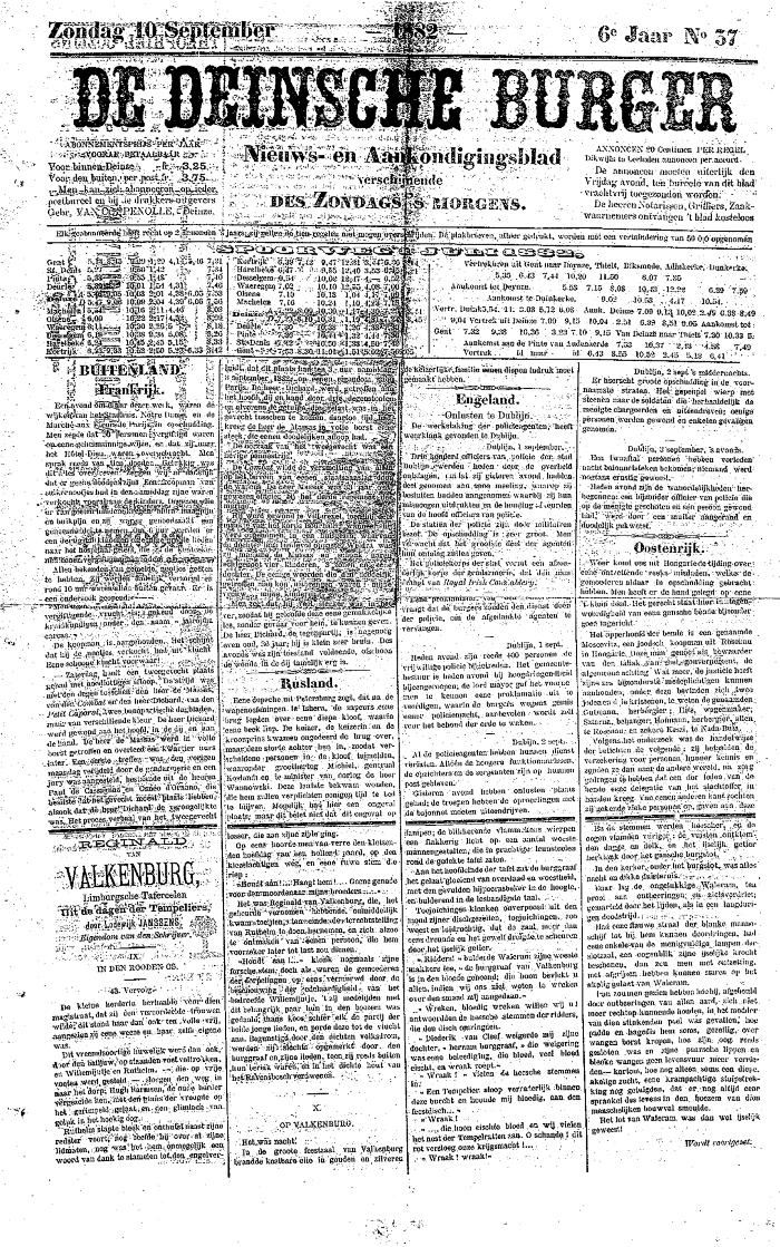 De Deinsche Burger: Zondag 10 september 1882