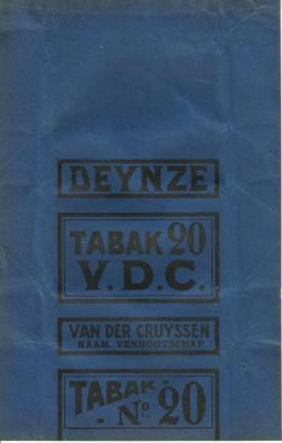 Tabaksverpakking van de firma Van Der Cruyssen