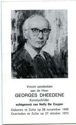 Doodsprentje kunstschilder Georges Dheedene