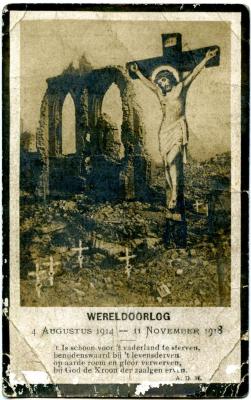 Herdenkingskaartje voor de Machelse gesneuvelden en opgeëisten uit de Eerste Wereldoorlog