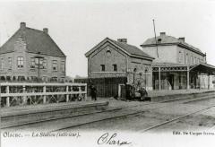 Het station van Olsene aan het begin van de 20ste eeuw