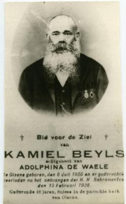 Het doodsprentje van 'suisse' Kamiel Beyls