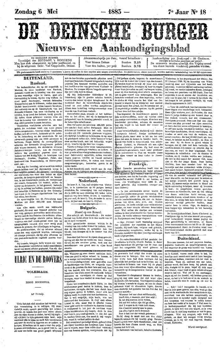 De Deinsche Burger: Zondag 6 mei 1883