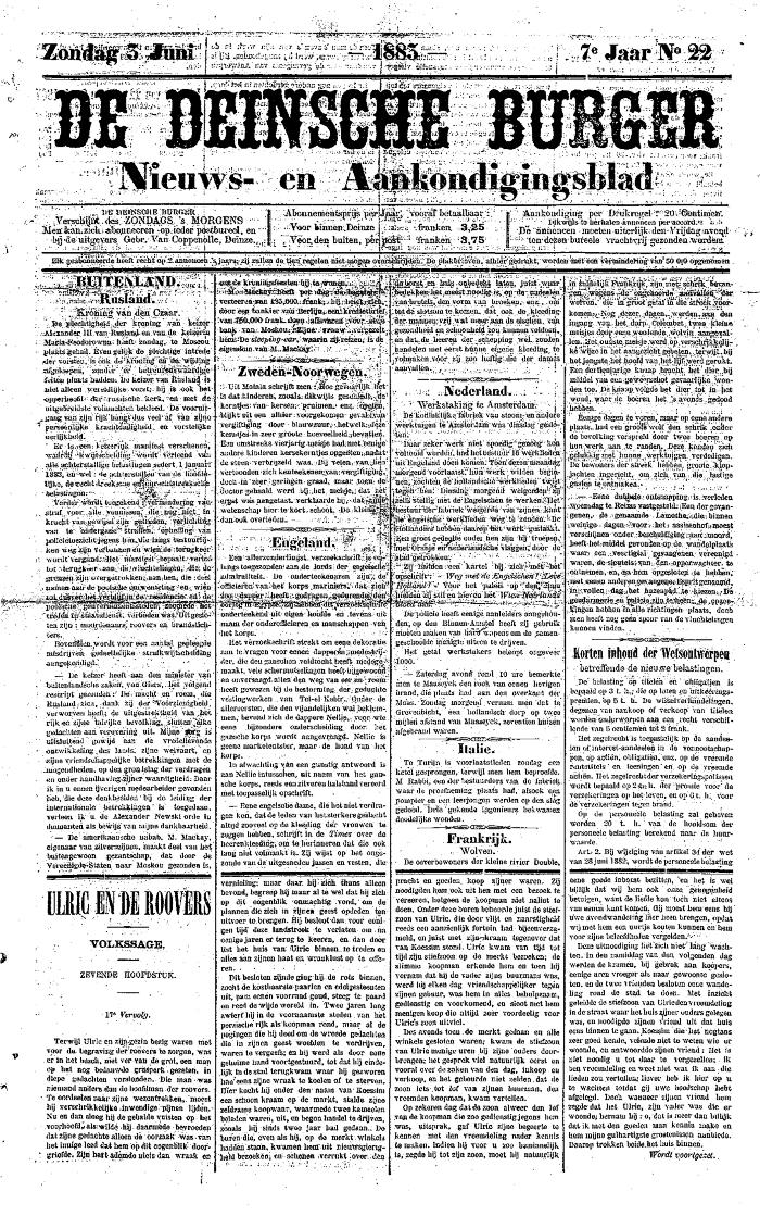 De Deinsche Burger: Zondag 3 juni 1883