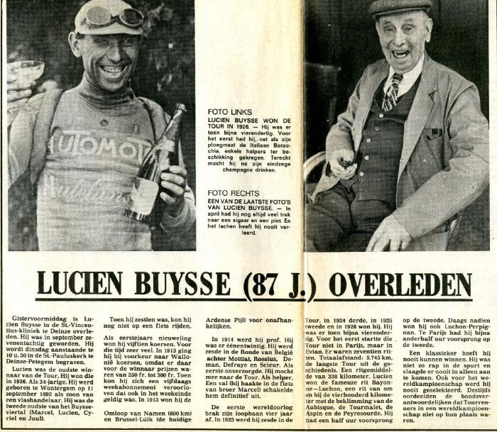 Artikels n.a.v. het overlijden van Lucien Buysse
