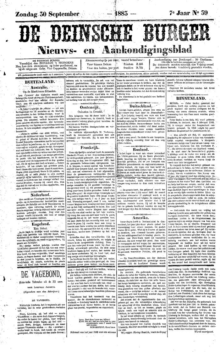 De Deinsche Burger: Zondag 309 september 1883