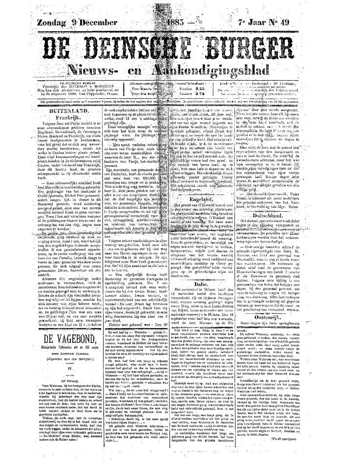 De Deinsche Burger: Zondag 9 december 1883