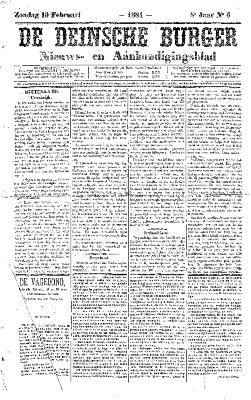 De Deinsche Burger: Zondag 10 februari 1884