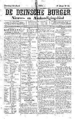 De Deinsche Burger: Zondag 15 juni 1884