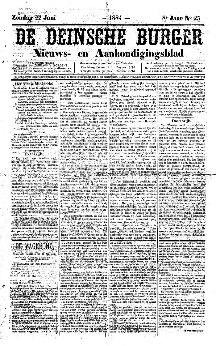 De Deinsche Burger: Zondag 22 juni 1884
